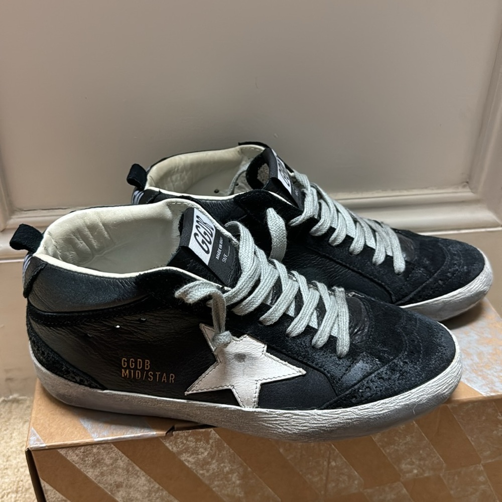 Golden Goose Mid Star 🦄 Black/White 36 🖤 - Picture 5 of 12